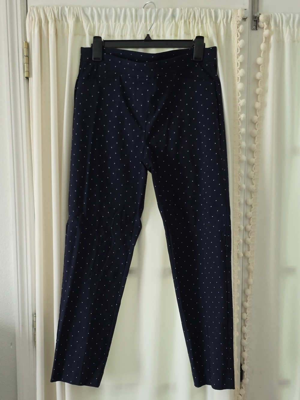 Zac & Rachel Navy Pants with Small White Dot Print